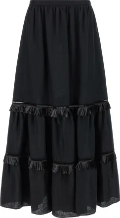 Kiton Black Linen Mini Womens Skirt