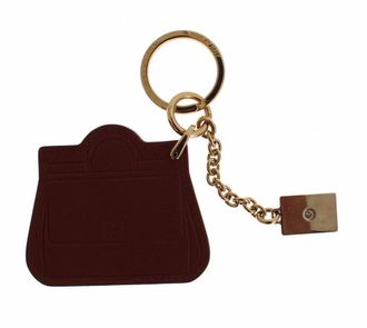 Dolce & Gabbana Mens Keychain Leather Bag Charm - Dark Red