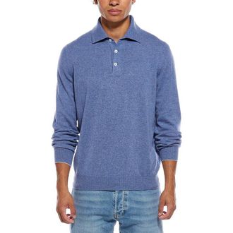 Brunello Cucinelli Blue Wool Polo Sweater, Brand Size 46 (US Size 36)