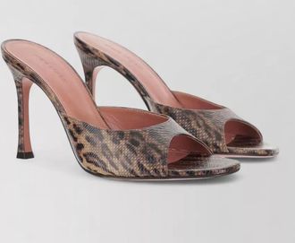 Amina Muaddi karung leather leopard snake-print sandals