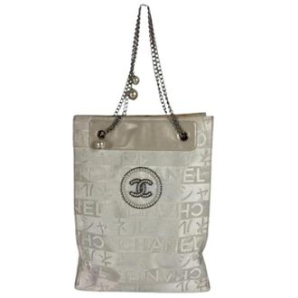 Chanel Pre-owned Tote Bags, female, White, Size: ONE SIZE Pre-owned Canvas Tote Bag