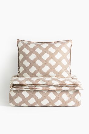H&M Einzelbettw&auml;sche aus Satin - Braun/Gemustert