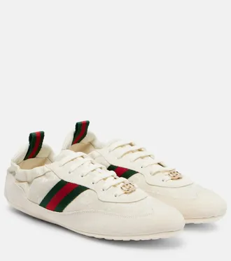 Gucci Gucci Shift suede-trimmed canvas sneakers
