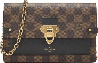Louis Vuitton Brown Damier Ebene & Leather Vavin Wallet On Chain (Authentic Pre-Loved)