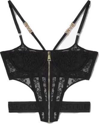 Versace Jeans Couture Bustier Top - Dames - Tops zonder mouwen - Zwart - S - Polyester - Tops