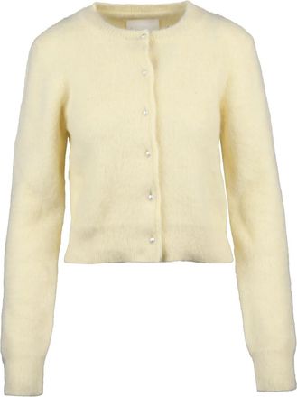 Maison Margiela Cream Angora-Blend Crewneck Cardigan
