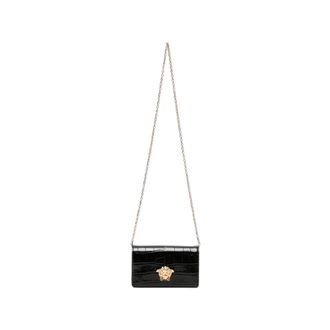Versace Tassen, Dames, Zwart, ONE Size, Medusa 95 Croc-Effect Crossbody Tas