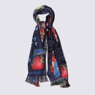 Alexander McQueen Womens Scarfs Navy-Red _se Pl Ac Vi Navy/red