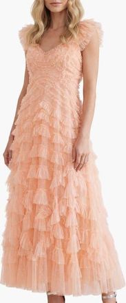 Needle & Thread Lola Backless Ballerina Dress in Apricot Blush at Nordstrom, Size 12