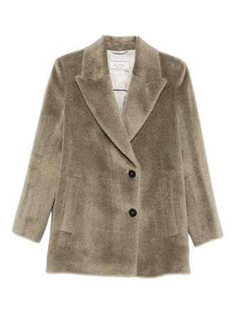 PESERICO peak-lapels coat - women - Alpaca/Virgin Wool/Viscose - 42 - Green