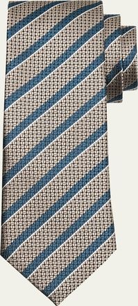 Ermenegildo Zegna Mens Stripe Jacquard Silk Tie