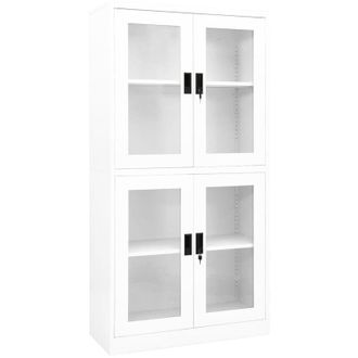 vidaXL Armario Oficina Acero Vidrio Templado Blanco 90x40x180 Cm Vidaxl