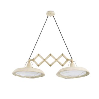 Netlighting Plec LED 2 Light Double Adjustable Outdoor Dome Ceiling Pendant Light OffWhite IP44 in White