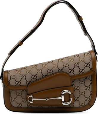 Gucci Borsa a spalla Asymmetric Horsebit 1955 in tela GG 2016-2024 - Marrone