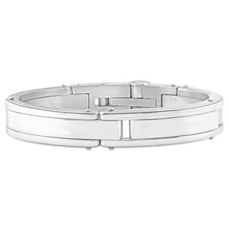 Pompeii3 Mens Steel Polished Latched 8 13mm Cuffed Bracelet