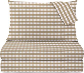 KASANOVA Completo letto matrimoniale quadretti beige