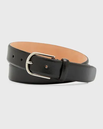 Simonnot Godard Men & apos;s Saffiano Leather Belt, 30mm