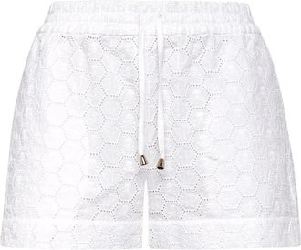 Philipp Plein Witte Kanten Casual Shorts - Dames - Bermuda - Wit - L - Katoen - Korte Broeken