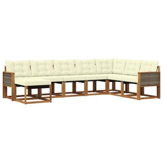 vidaXL Conjunto De Sof&aacute;s De Exterior Con Coj&iacute;n 8 Pcs Natural Y Crema Vidaxl
