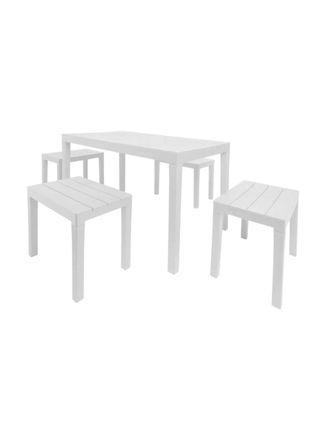 Dmora Conjunto de sal&oacute;n exterior blanco 138x78h72 cm