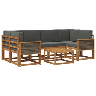 vidaXL Conjunto De Sof&aacute;s De Exterior 5 Pcs Natural Y Antracita Vidaxl