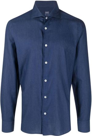 Fedeli poplin long-sleeve shirt - men - Cotton - 39 - Blue