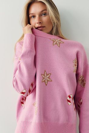 Beach Riot Callie Tree Oversized Crew-Neck Sweater