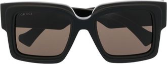 Gucci logo-plaque square-frame sunglasses - women - Acetate - One Size - Black