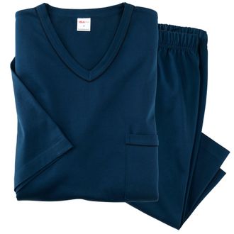 Isa Shorty ISA BODYWEAR Pyjama kurz VN, 308501, Herren, Gr. XXL, blau (stratos), Jersey, Obermaterial: 100% Baumwolle, gerade, V-Ausschnitt, Homewear-Sets