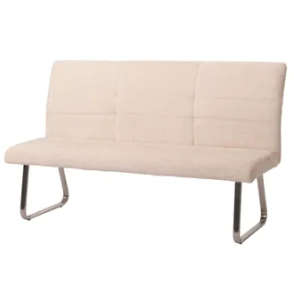 Hhg Panca Hhg 221, Panchina Sala Da Pranzo, Acciaio Inox Spazzolato Stoffa/tessuto Ciniglia Oeko-tex, 180cm, Avorio