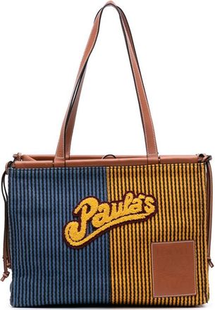 Loewe Pre-owned LOEWE Paulas Ibiza Large Canvas Stripes Cushion Tote 4B8SPGEODKCNPWDL