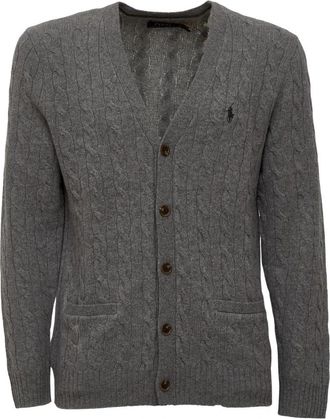 Polo Ralph Lauren Kabelgebreide Wol-Cashmere Vest - Heren - Vesten - Grijs - S - Wol - Truien & Vesten