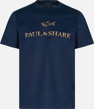 Paul & Shark Mens Double Mercerised Shark T Shirt - Navy - Size: 40
