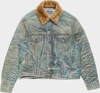 Acne Studios Men & apos;s J-Rion Shearling-Trimmed Denim Trucker Jacket