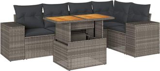 vidaXL Set De Muebles De Jard&iacute;n 6 Pzas Y Cojines Rat&aacute;n Sint&eacute;tico Gris Vidaxl