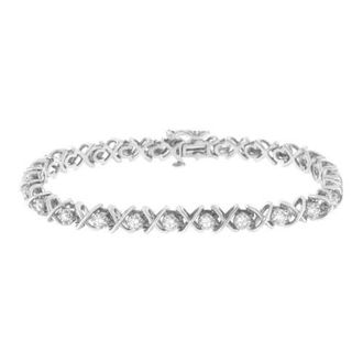 House of Brilliance Silver 1 cttw Brilliant Round-Cut Diamond X Link Bracelet in White at Nordstrom