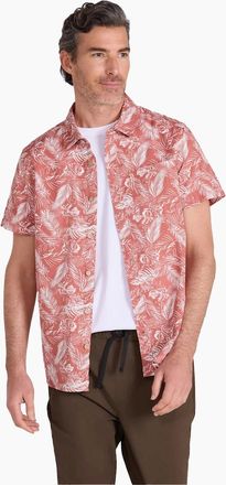 Mountain Warehouse Mens Mountain Warehouse Mens Tropical Leaves Short-Sleeved Shirt - Red/Orange/Brown - Size: Regular/34