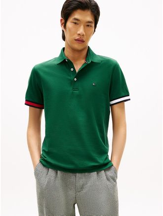 Tommy Hilfiger Mens Slim Fit Flag Tipped Polo - Green - XXL