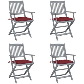 vidaXL Sillas De Jard&iacute;n Plegables 4 Uds Cojines Madera Maciza Acacia Vidaxl
