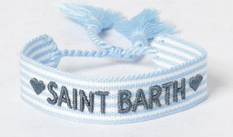 MC2 Saint Barth Bracciale da bambino a righe con logo ricamato e nappe