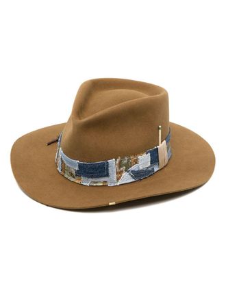 Nick Fouquet matchstick-embellished wool felt fedora - Neutrals