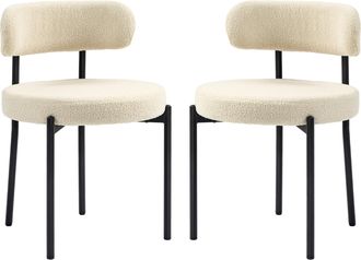 HOMCOM Homcom Set Di 2 Sedie Da Pranzo In Tessuto Sherpa, Beige