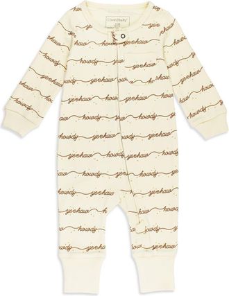 LOvedbaby Print Organic Cotton Zip Romper in Howdy at Nordstrom, Size 12-18M