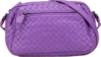 Bottega Veneta Pre-owned Woven Leather Crossbody Bag - Dames - Vintage Schoudertas - Paars - ONE Size - Leer - Vintage