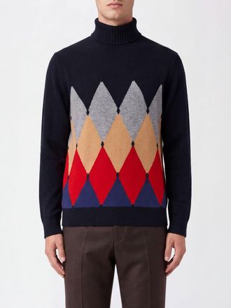 Ballantyne Multicolour Argyle Pattern Pure Cashmere Turtleneck Jumper