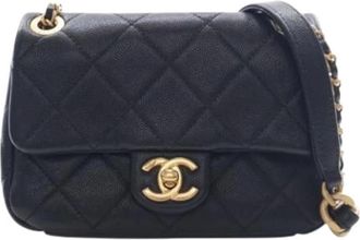 Chanel Pre-owned Quilted Crossbody Bag - Dames - Vintage Schoudertas - Zwart - ONE Size - Leer - Vintage
