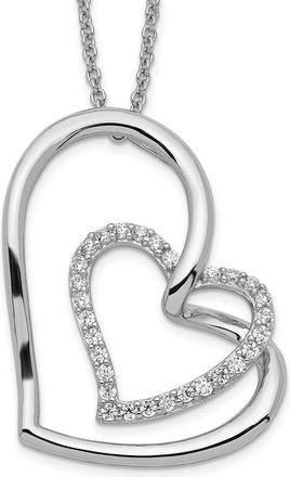 Diamond2Deal Sterling Silver Antiqued Cubic Zirconia Thank You Grandma Hearts Necklace
