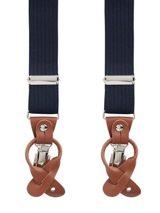 Willen Krawattenfabrik L&auml;ngenverstellbare Hosentr&auml;ger in Y-Form in Dunkelblau, Gr&ouml;&szlig;e 1