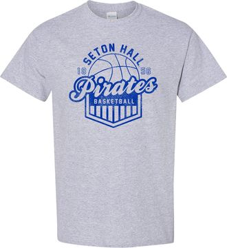 UGP Campus Apparel NCAA Basketball Shield, Team Color T Shirt, College, University, Seton Hall Pirates Sport Grey, XL