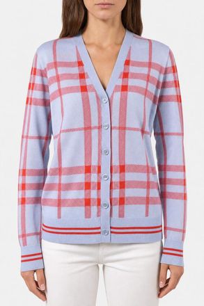 Burberry WomenS Light Blue Wool Blend Cardigan, Size L